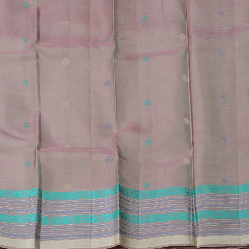 Hayagrivas Handloom Pale Yellow Kanjivaram Silk Saree with Lilac Border KBF287E2-2