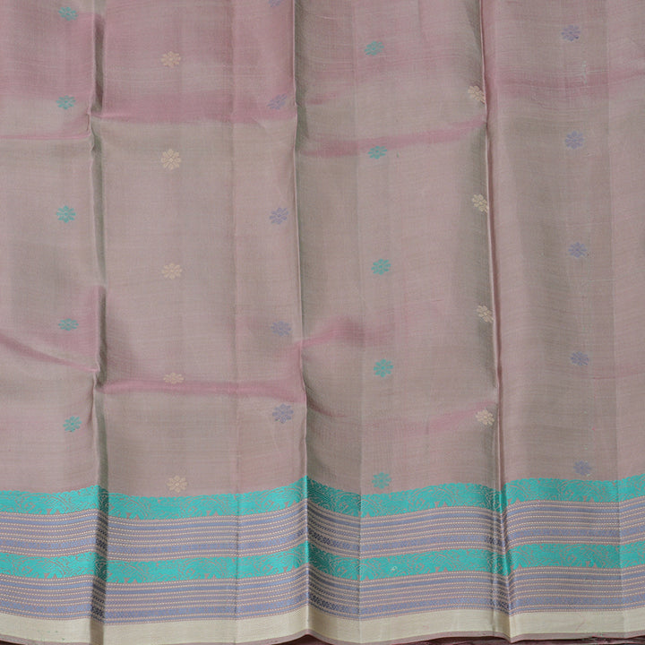 Hayagrivas Handloom Pale Yellow Kanjivaram Silk Saree with Lilac Border KBF287E2-2