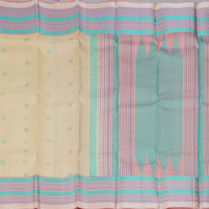 Hayagrivas Handloom Sandal Kanjivaram Silk Saree with Lotus Pink Border KBF287E2-3