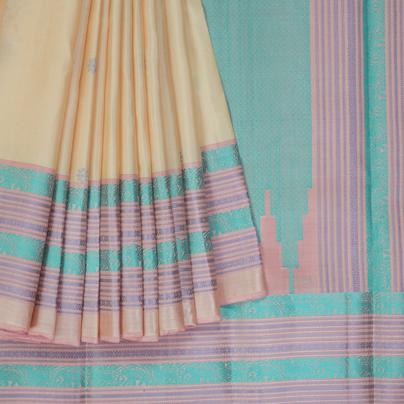 Hayagrivas Handloom Sandal Kanjivaram Silk Saree with Lotus Pink Border KBF287E2-3