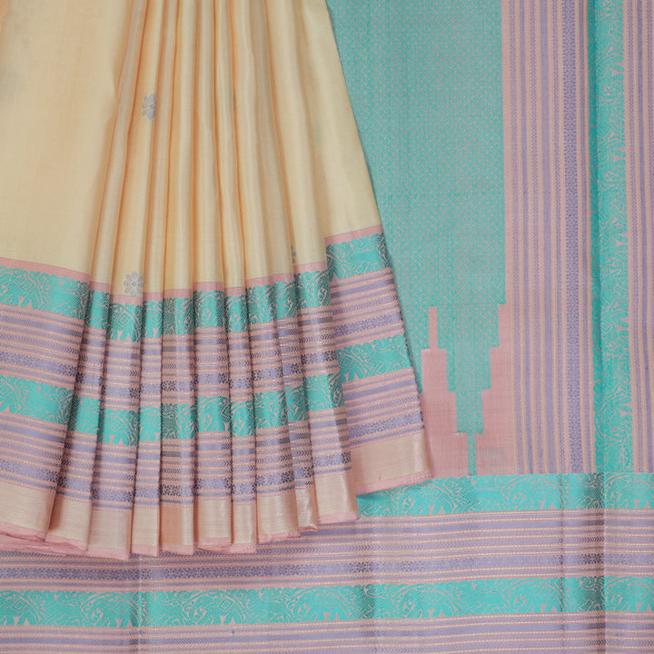 Hayagrivas Handloom Sandal Kanjivaram Silk Saree with Lotus Pink Border KBF287E2-3