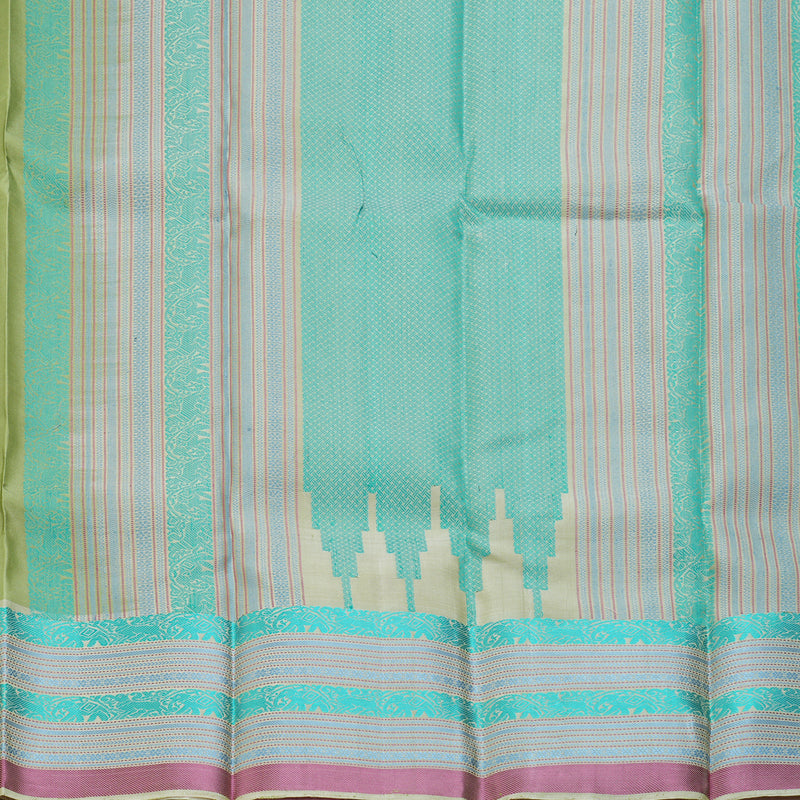 Hayagrivas Handloom Pista Green Kanjivaram Silk Saree with Cream Border KBF287E2-4