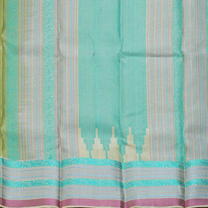 Hayagrivas Handloom Pista Green Kanjivaram Silk Saree with Cream Border KBF287E2-4