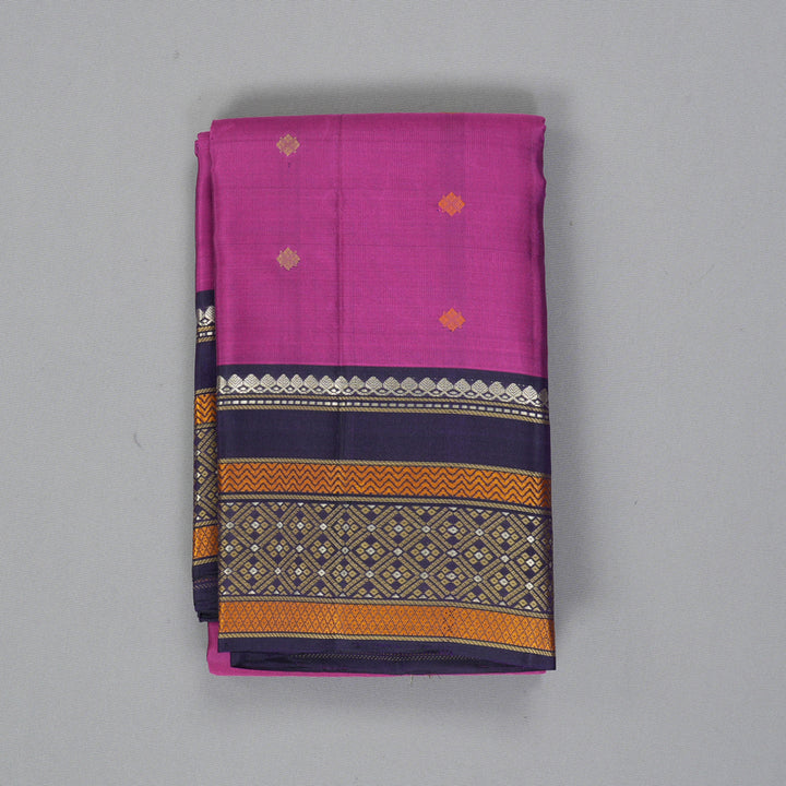 Hayagrivas Handloom Magenta Kanjivaram Silk Saree with Violet Border KBF287E3-2