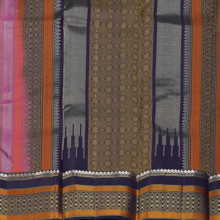 Hayagrivas Handloom Magenta Kanjivaram Silk Saree with Violet Border KBF287E3-2