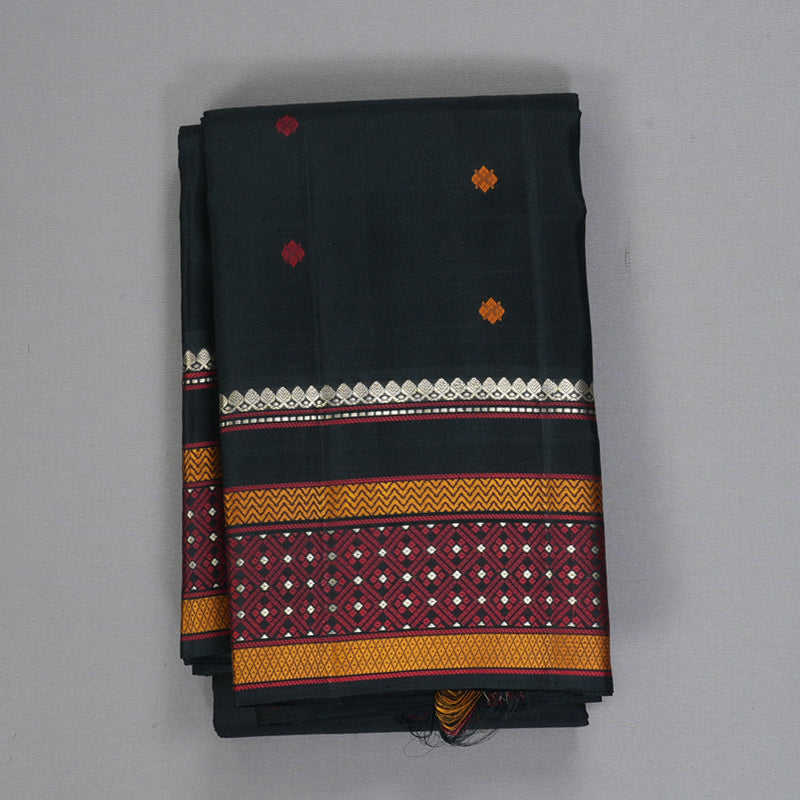 Hayagrivas Handloom Black Kanjivaram Silk Saree KBF287E3-4