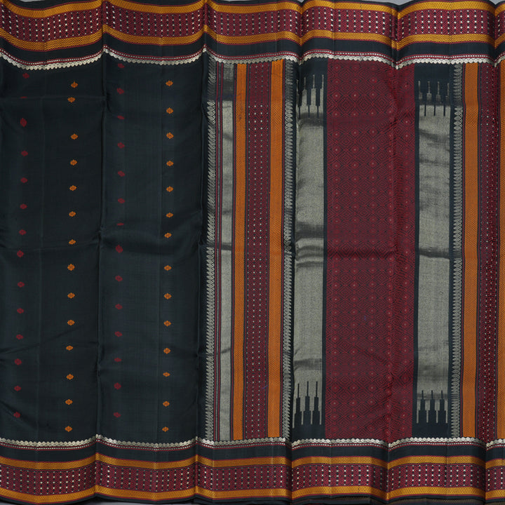 Hayagrivas Handloom Black Kanjivaram Silk Saree KBF287E3-4