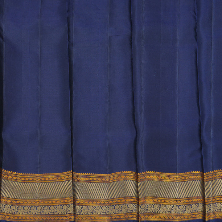 Hayagrivas Handloom Teal Blue Kanjivaram Silk Saree with Navy Blue Border KBF287E6-2