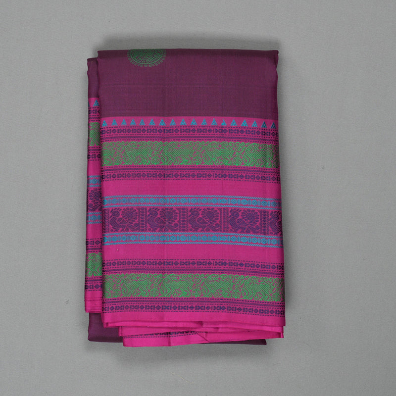 Hayagrivas Handloom Purple Kanjivaram Silk Saree with Magenta Border KBF287E7-4