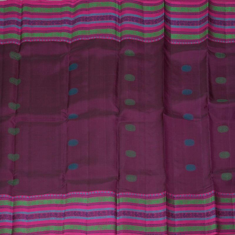 Hayagrivas Handloom Purple Kanjivaram Silk Saree with Magenta Border KBF287E7-4