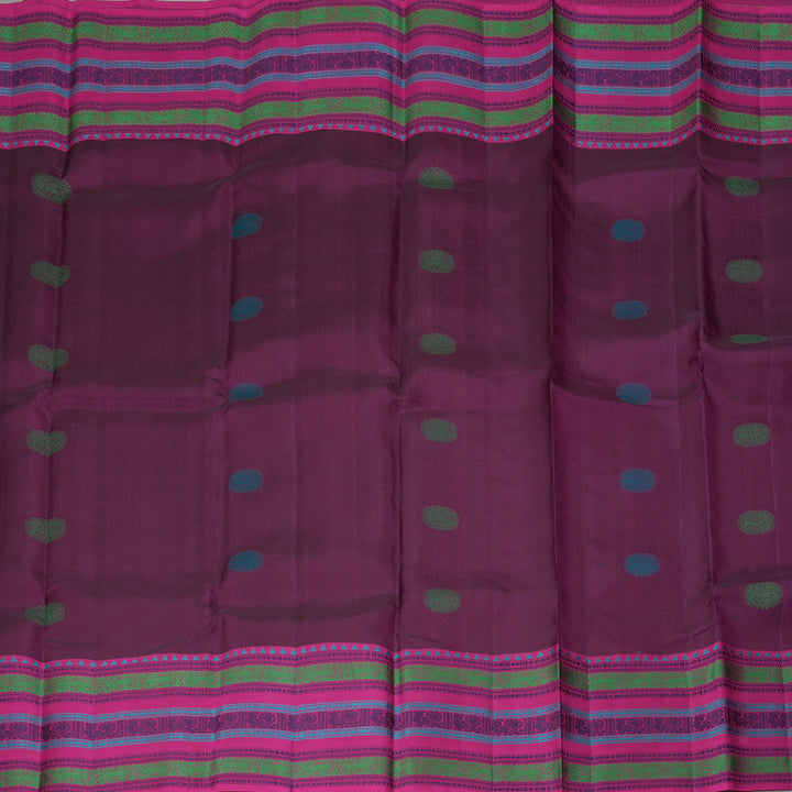 Hayagrivas Handloom Purple Kanjivaram Silk Saree with Magenta Border KBF287E7-4