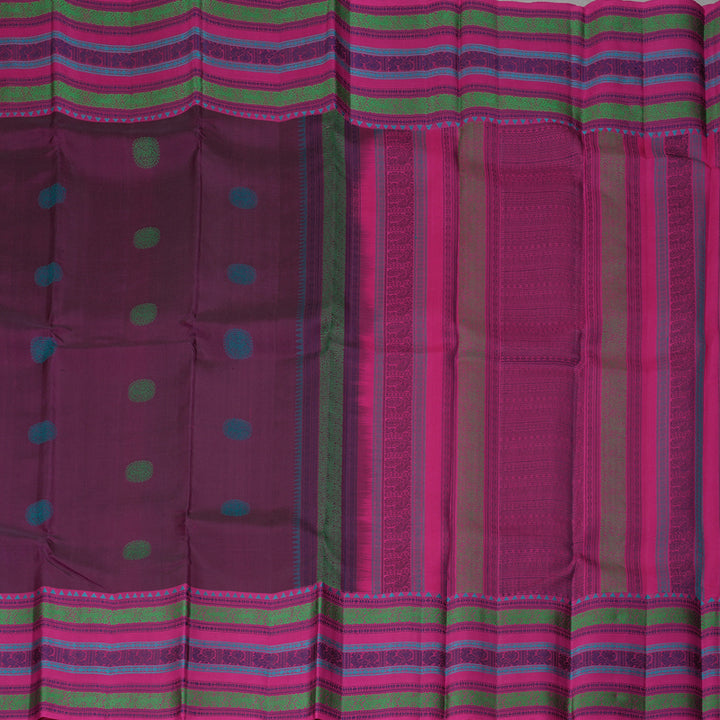 Hayagrivas Handloom Purple Kanjivaram Silk Saree with Magenta Border KBF287E7-4