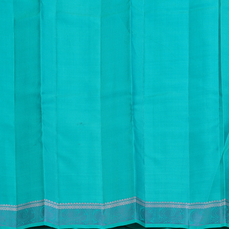 Hayagrivas Handloom Aqua Blue Kanjivaram Silk Saree with Sea Blue Border KBF287E9-4
