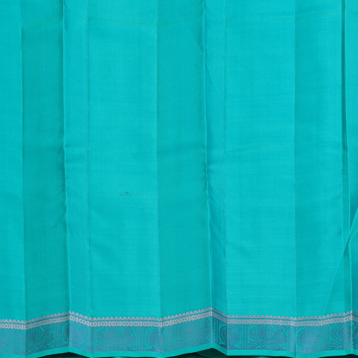 Hayagrivas Handloom Aqua Blue Kanjivaram Silk Saree with Sea Blue Border KBF287E9-4