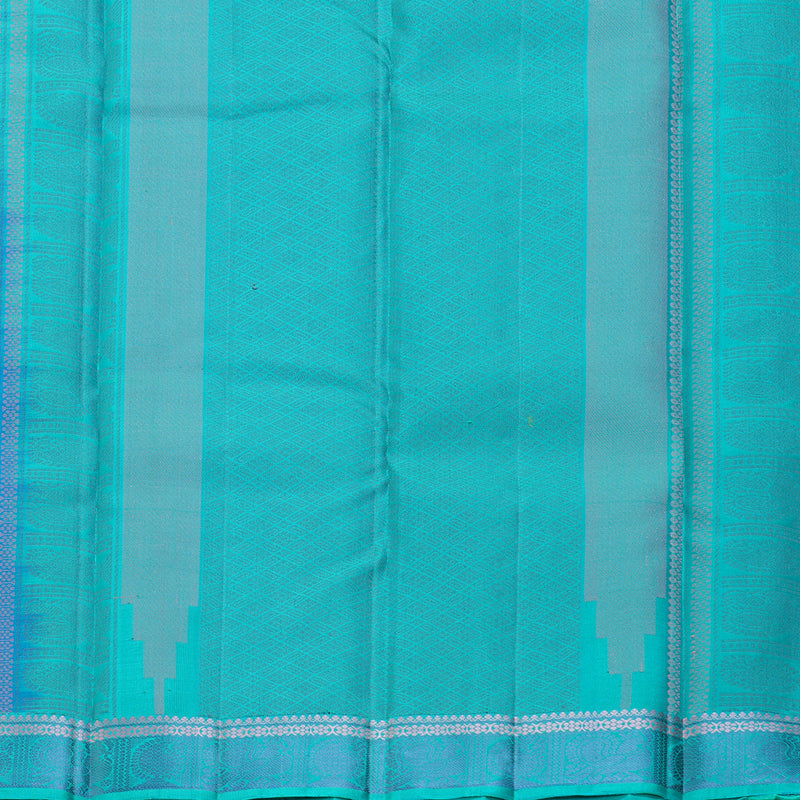 Hayagrivas Handloom Aqua Blue Kanjivaram Silk Saree with Sea Blue Border KBF287E9-4