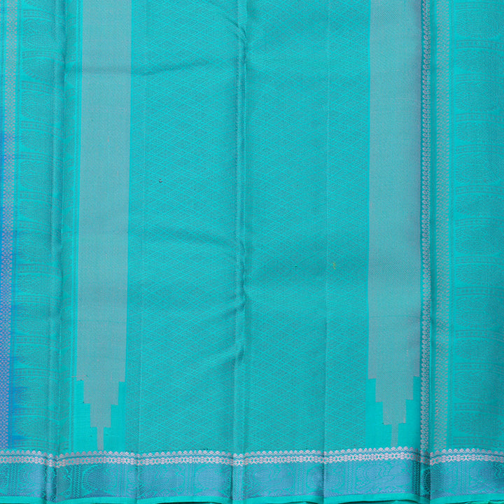 Hayagrivas Handloom Aqua Blue Kanjivaram Silk Saree with Sea Blue Border KBF287E9-4