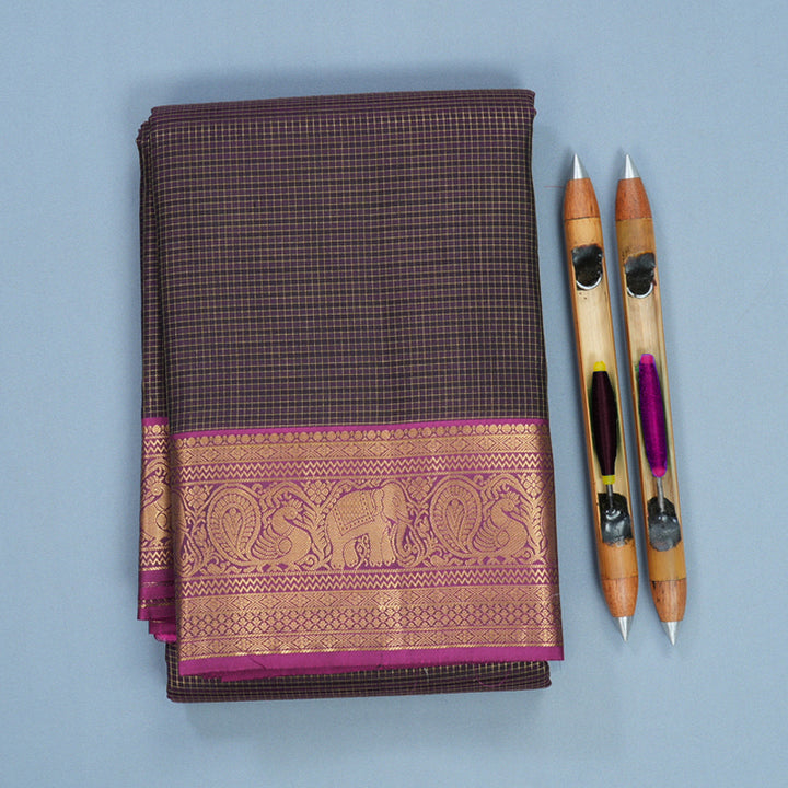 Hayagrivas Handloom Nagapazham Kanjivaram Silk Saree with Wine Purple Border KBF289E1-11