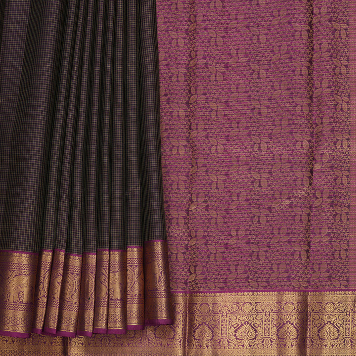 Hayagrivas Handloom Nagapazham Kanjivaram Silk Saree with Wine Purple Border KBF289E1-11