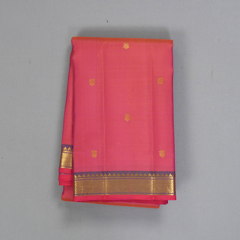 Hayagrivas Handloom Orangish-Pink Kanjivaram Silk Saree KBF290E1-1