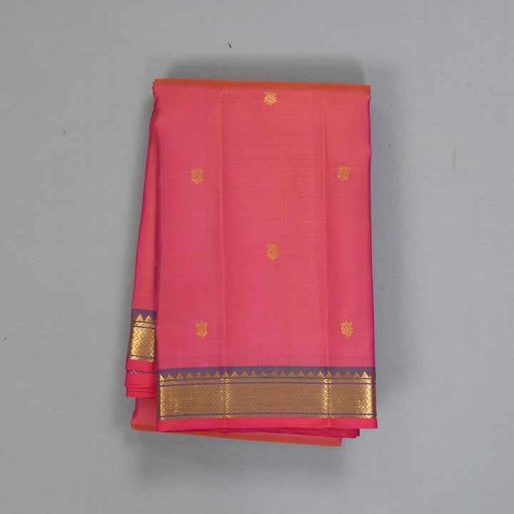 Hayagrivas Handloom Orangish-Pink Kanjivaram Silk Saree KBF290E1-1