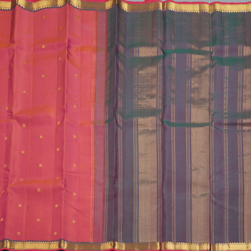 Hayagrivas Handloom Orangish-Pink Kanjivaram Silk Saree KBF290E1-1