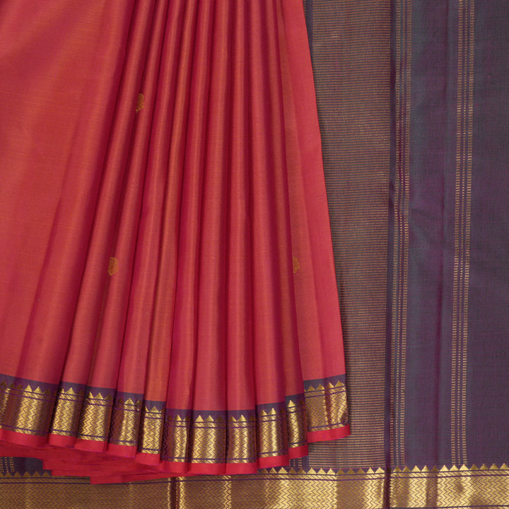 Hayagrivas Handloom Orangish-Pink Kanjivaram Silk Saree KBF290E1-1