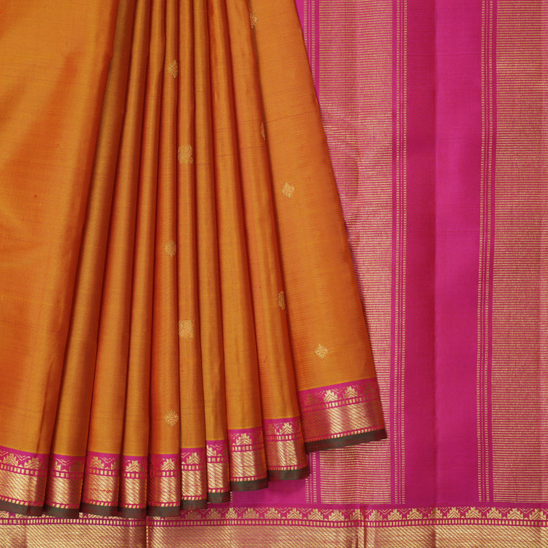 Hayagrivas Handloom Sunset Orange Kanjivaram Silk Saree KBF290E1-2