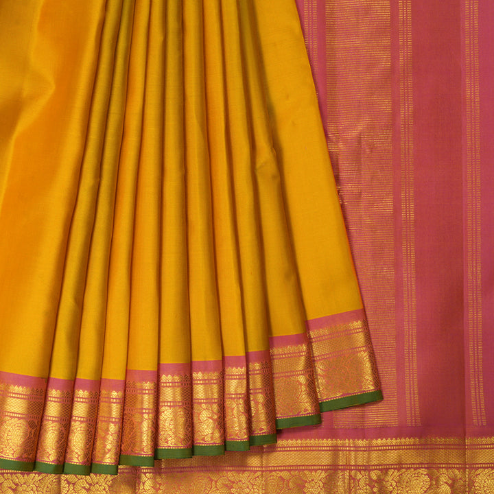 Hayagrivas Handloom Mango Yellow Kanjivaram Silk Saree KBF290E2-3
