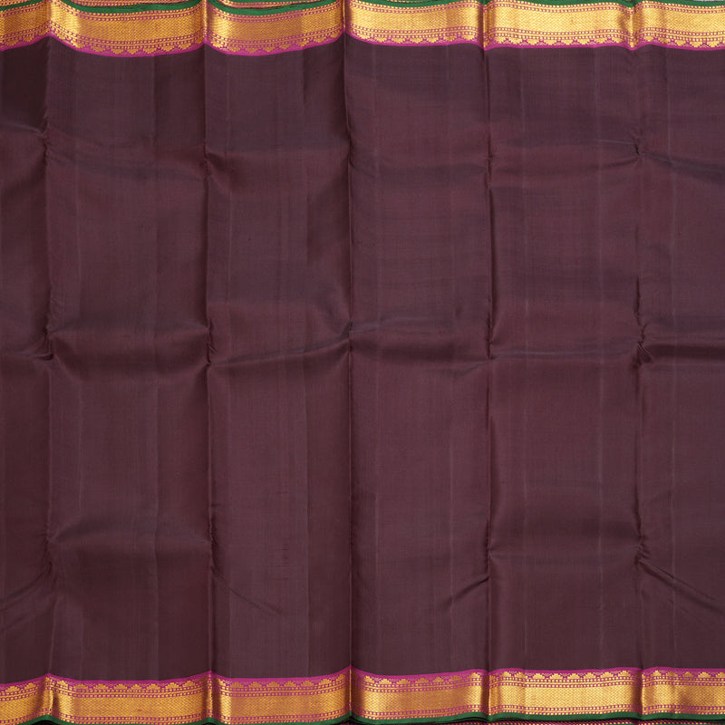 Hayagrivas Handloom Coffee Brown Kanjivaram Silk Saree with Magenta Border KBF290E2-5