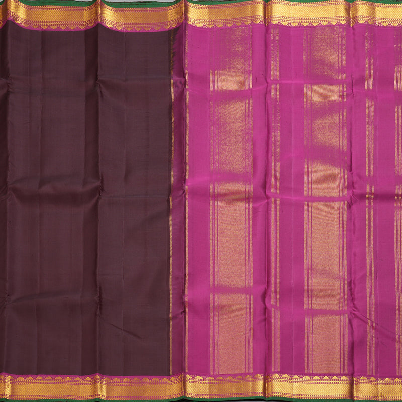 Hayagrivas Handloom Coffee Brown Kanjivaram Silk Saree with Magenta Border KBF290E2-5
