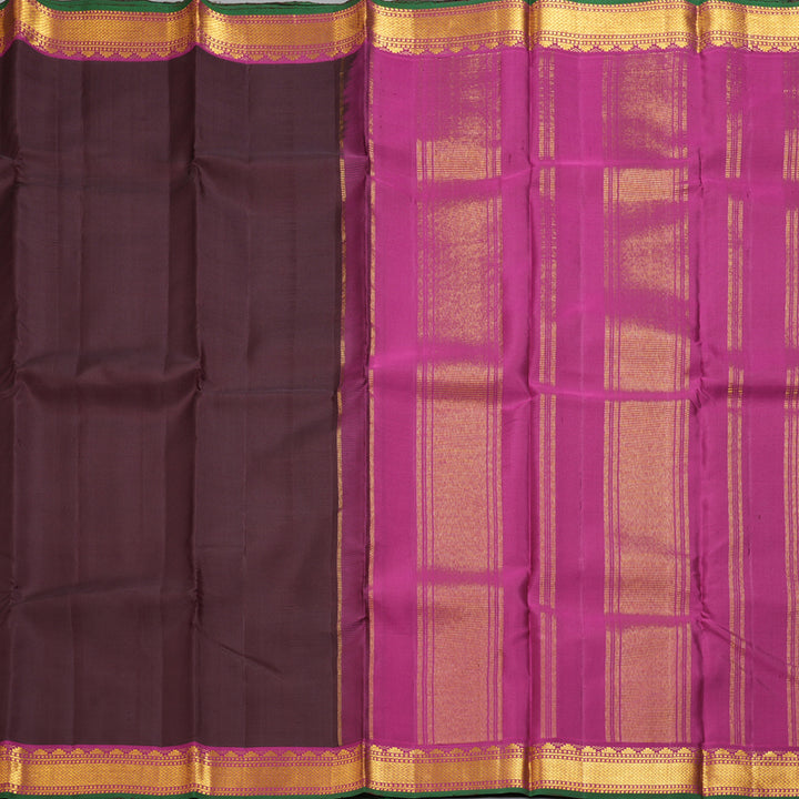 Hayagrivas Handloom Coffee Brown Kanjivaram Silk Saree with Magenta Border KBF290E2-5