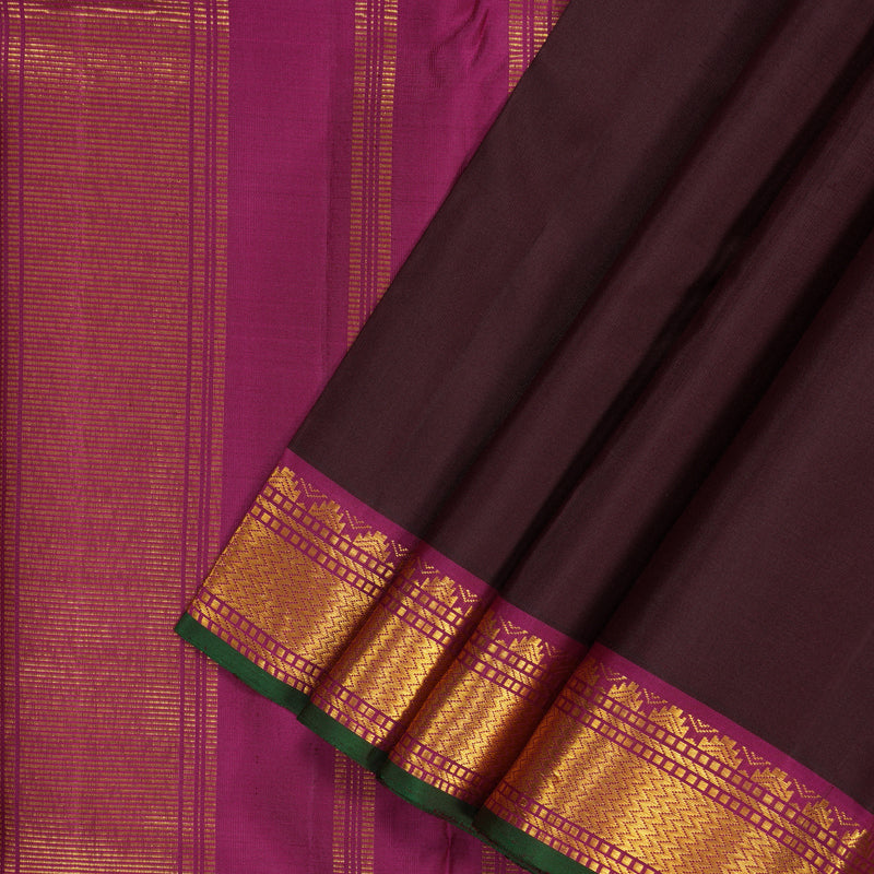 Hayagrivas Handloom Coffee Brown Kanjivaram Silk Saree with Magenta Border KBF290E2-5