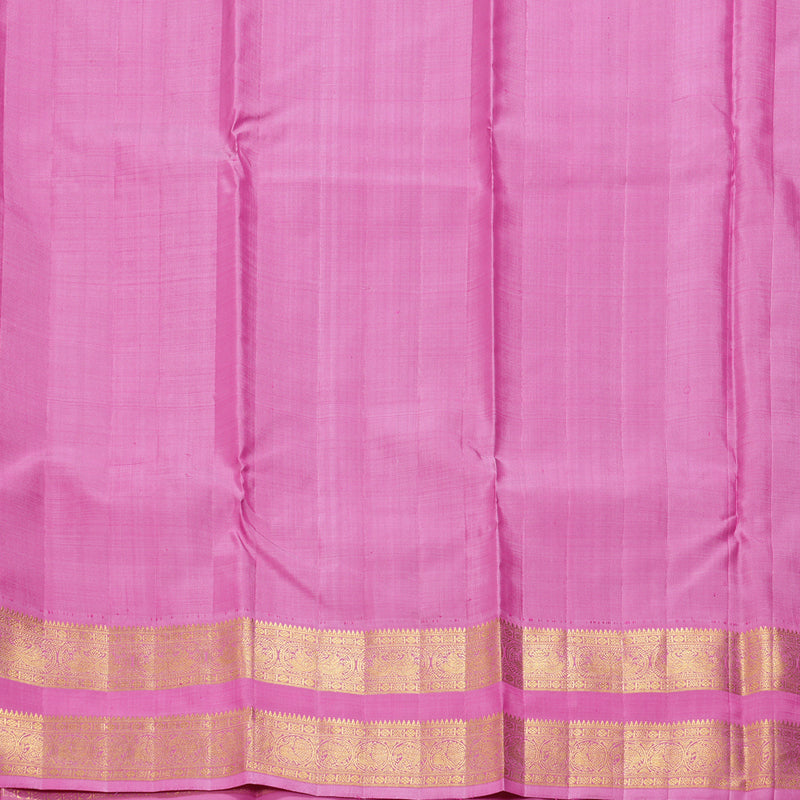 Hayagrivas Handloom Grey Kanjivaram Silk Saree with Rose Pink Border KBF291E1-2