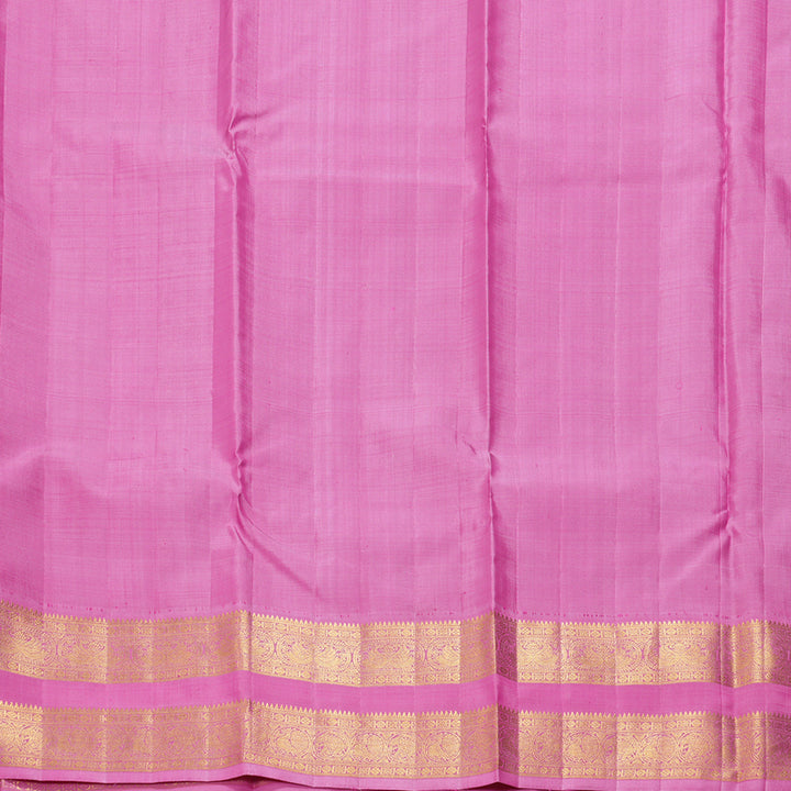 Hayagrivas Handloom Grey Kanjivaram Silk Saree with Rose Pink Border KBF291E1-2