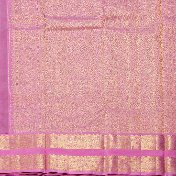 Hayagrivas Handloom Grey Kanjivaram Silk Saree with Rose Pink Border KBF291E1-2