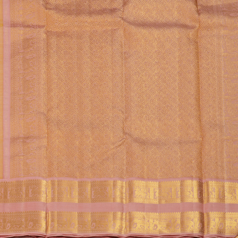 Hayagrivas Handloom Fluorescent Green Kanjivaram Silk Saree with Lotus Pink Border KBF291E2-1