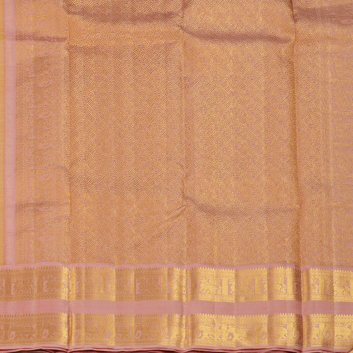Hayagrivas Handloom Fluorescent Green Kanjivaram Silk Saree with Lotus Pink Border KBF291E2-1