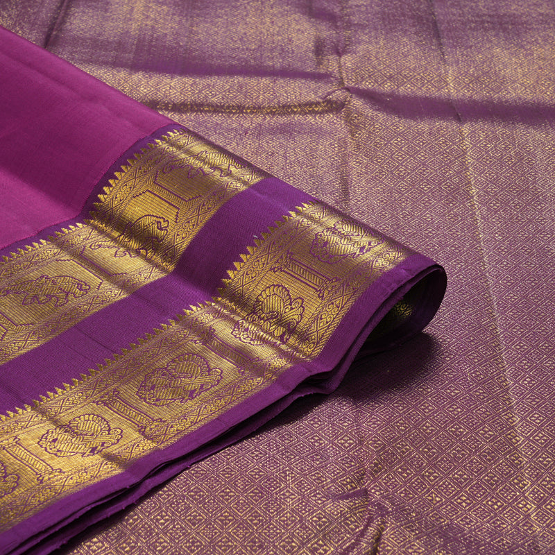 Hayagrivas Handloom Magenta Kanjivaram Silk Saree with Purple Border KBF291E2-2