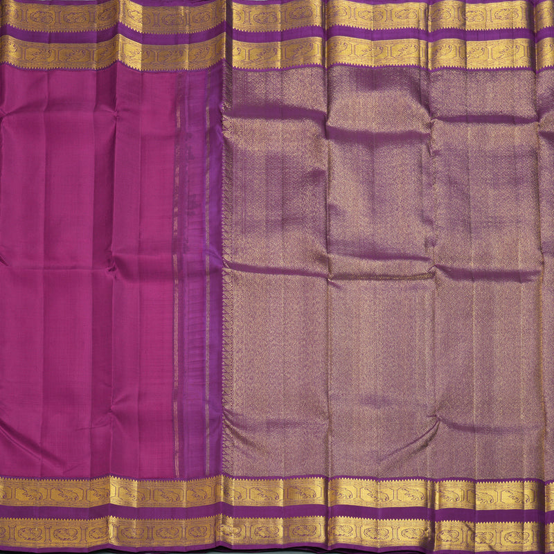 Hayagrivas Handloom Magenta Kanjivaram Silk Saree with Purple Border KBF291E2-2