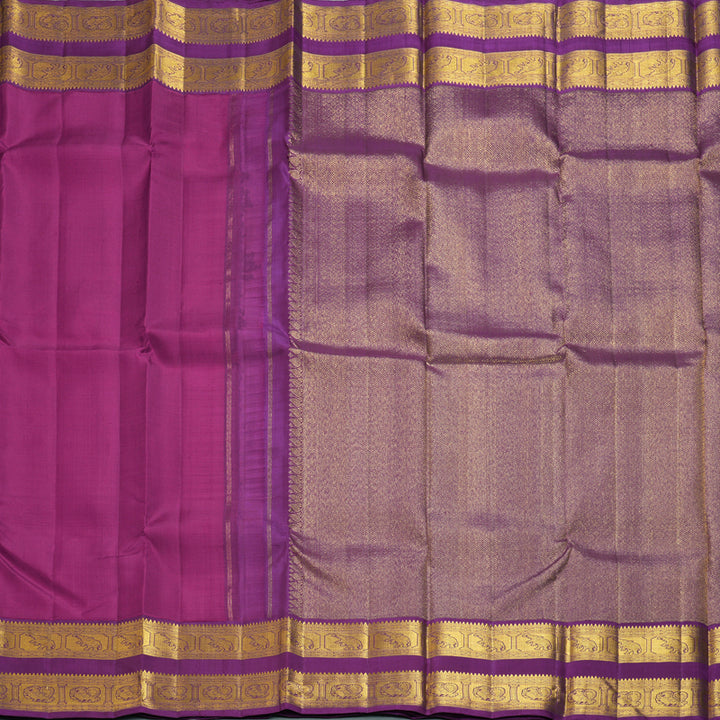 Hayagrivas Handloom Magenta Kanjivaram Silk Saree with Purple Border KBF291E2-2
