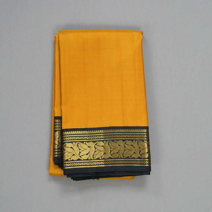 Hayagrivas Handloom Mustard Yellow Kanjivaram Silk Saree with Black Border KBF292E1-1