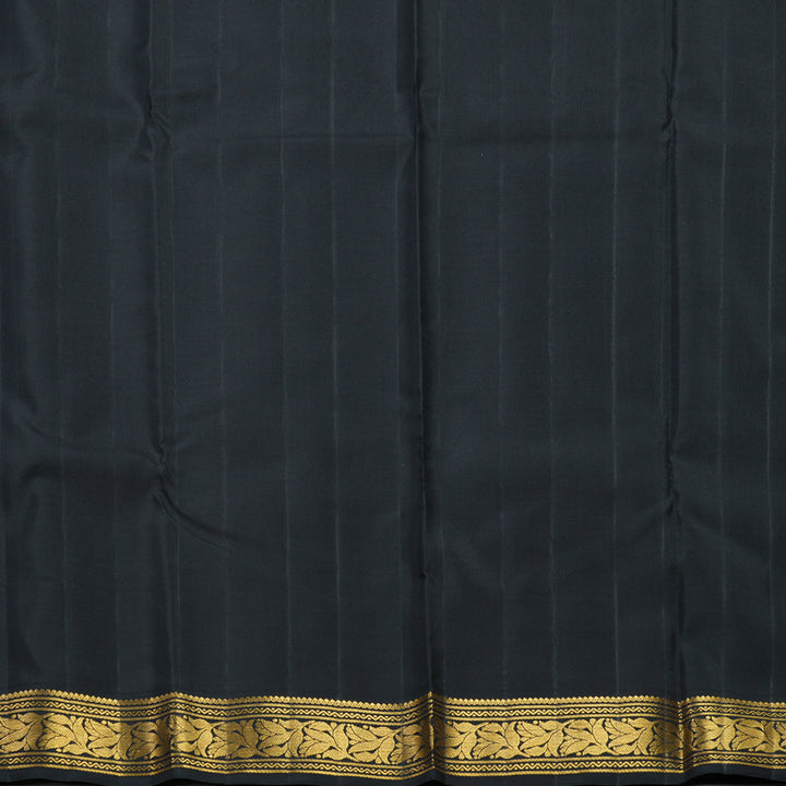 Hayagrivas Handloom Mustard Yellow Kanjivaram Silk Saree with Black Border KBF292E1-1