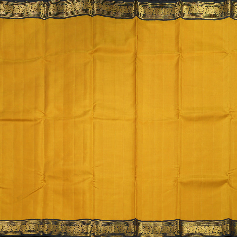 Hayagrivas Handloom Mustard Yellow Kanjivaram Silk Saree with Black Border KBF292E1-1
