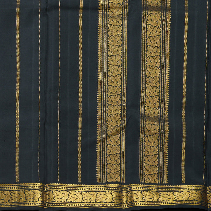 Hayagrivas Handloom Mustard Yellow Kanjivaram Silk Saree with Black Border KBF292E1-1