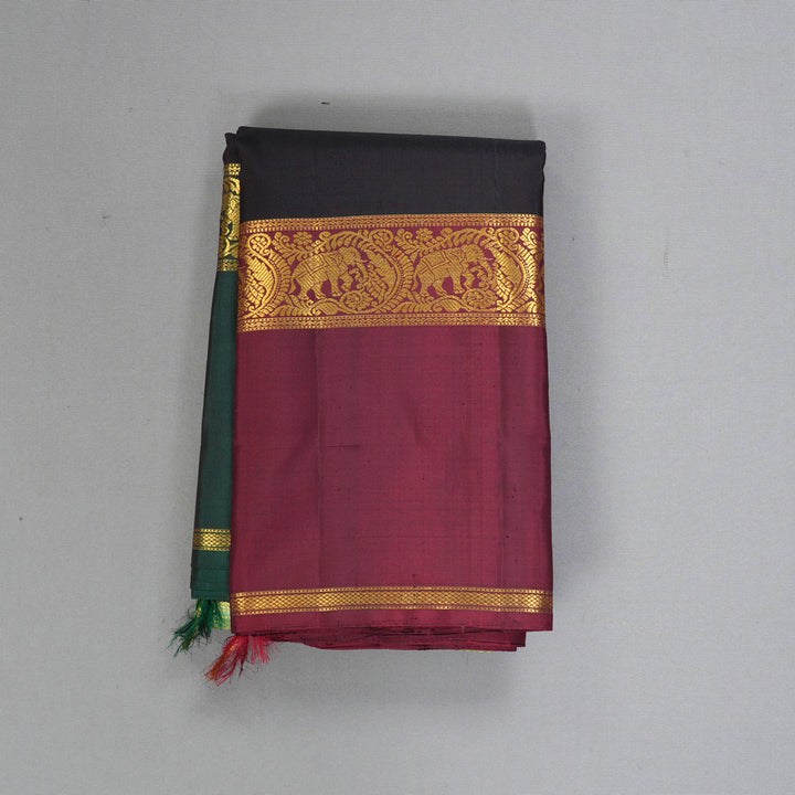 Hayagrivas Handloom Pista Green Kanjivaram Silk Saree with Ganga Jamuna Border KBF293E1-1