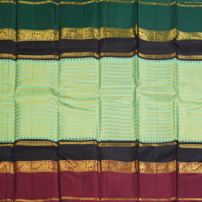 Hayagrivas Handloom Pista Green Kanjivaram Silk Saree with Ganga Jamuna Border KBF293E1-1