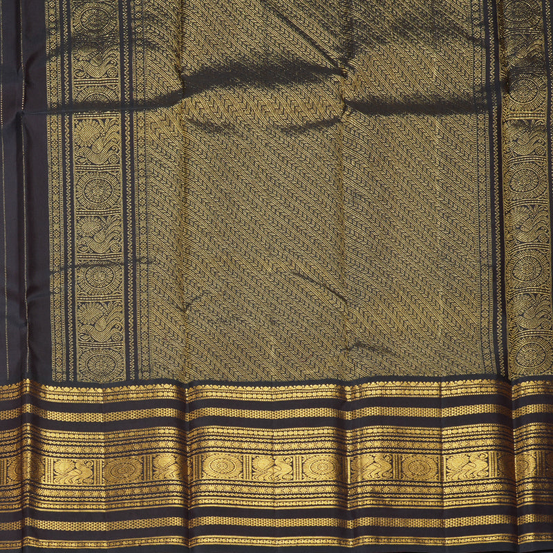 Hayagrivas Handloom Red Kanjivaram Silk Saree with Dark Chocolate Brown Border KBF293E2-1