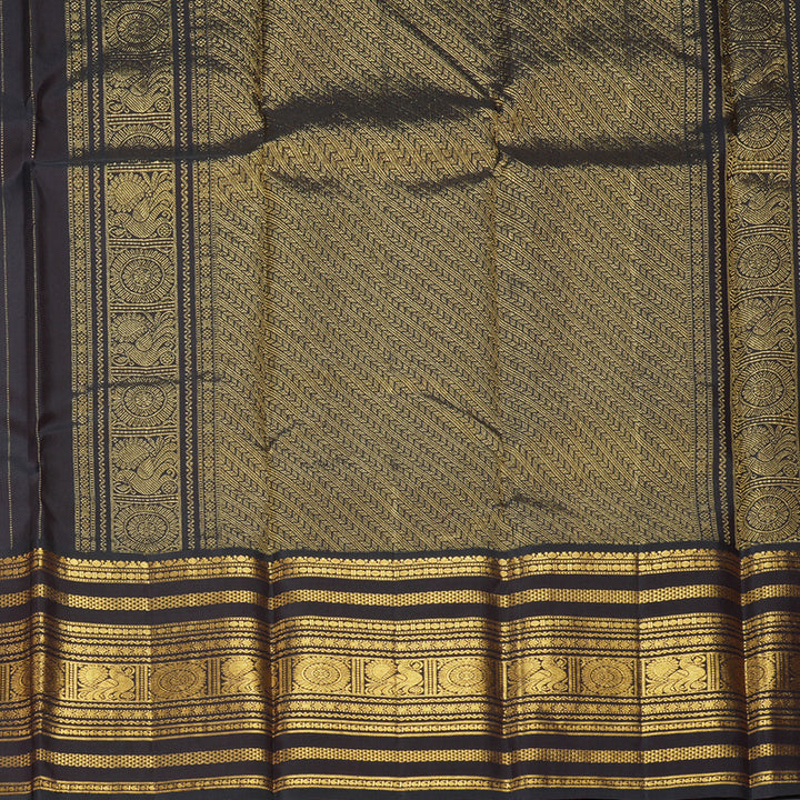 Hayagrivas Handloom Red Kanjivaram Silk Saree with Dark Chocolate Brown Border KBF293E2-1