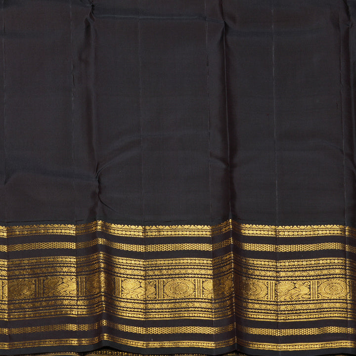 Hayagrivas Handloom Red Kanjivaram Silk Saree with Dark Chocolate Brown Border KBF293E2-1