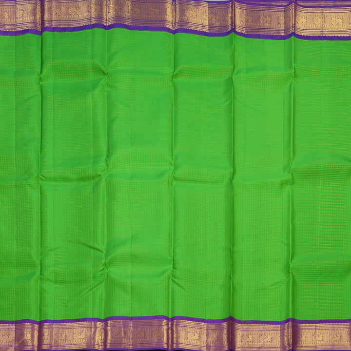 Hayagrivas Handloom Parrot Green Kanjivaram Silk Saree with Purple Border KBF293E4-1